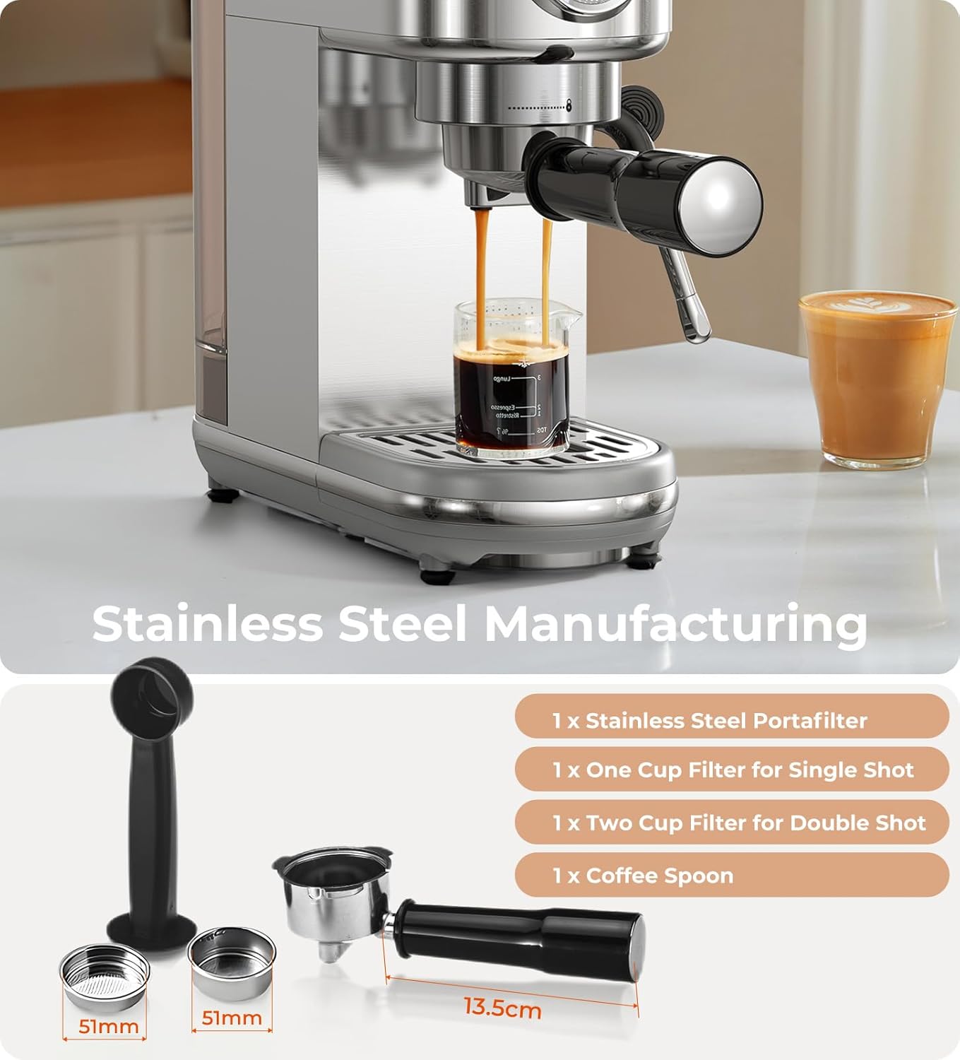 stainless steel latte machine