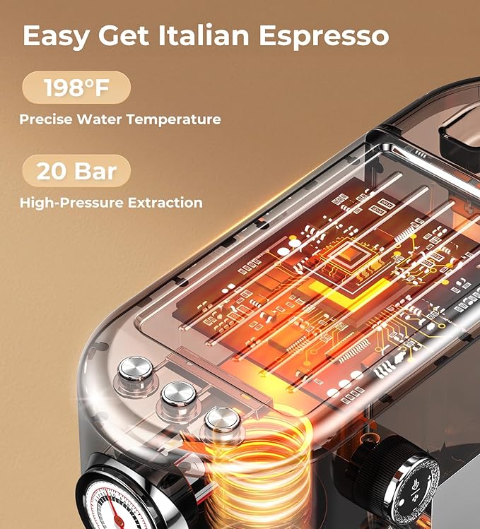 20 Bar Espresso Machine with Milk Frother – Stainless Steel